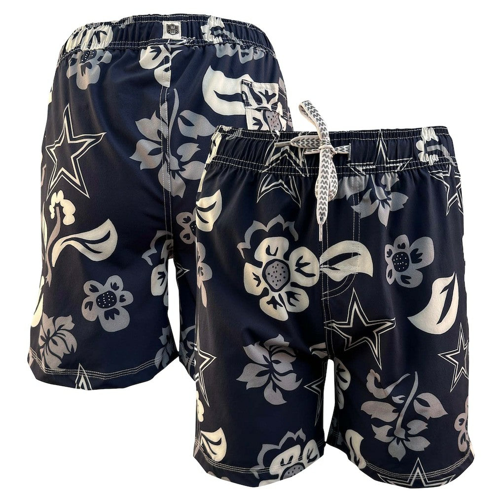 Dallas Cowboys Wes & Willy Youth Floral Volley Swim Trunks - Navy