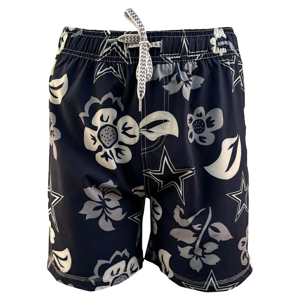 Dallas Cowboys Wes & Willy Youth Floral Volley Swim Trunks - Navy