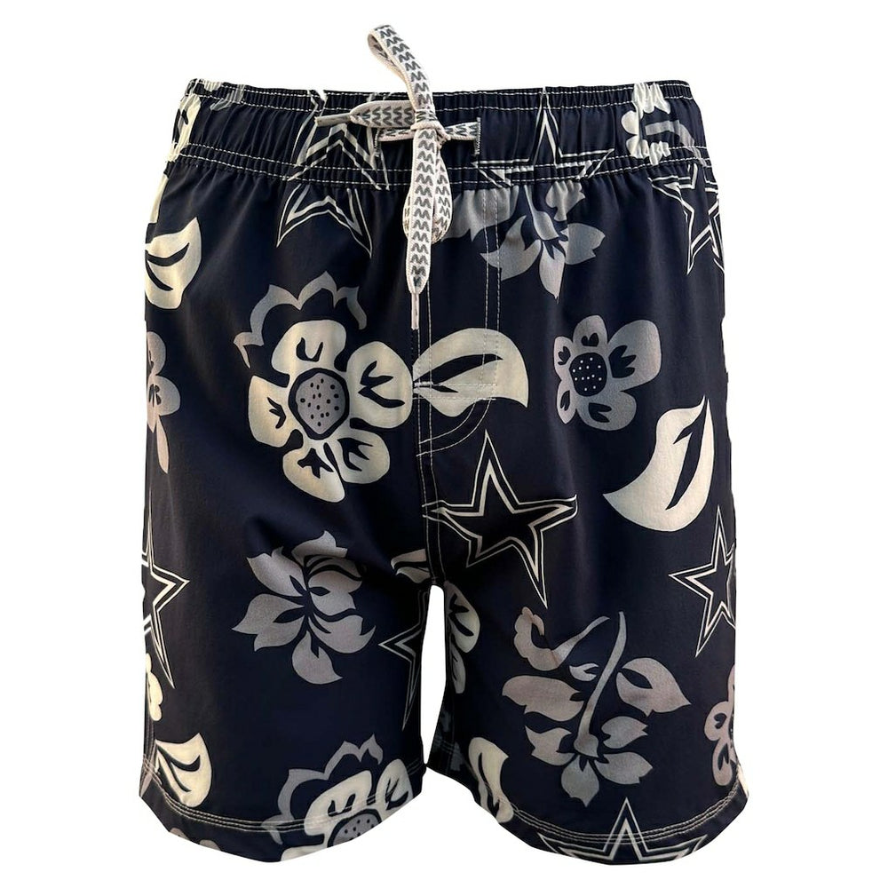 Dallas Cowboys Wes & Willy Youth Floral Volley Swim Trunks - Navy