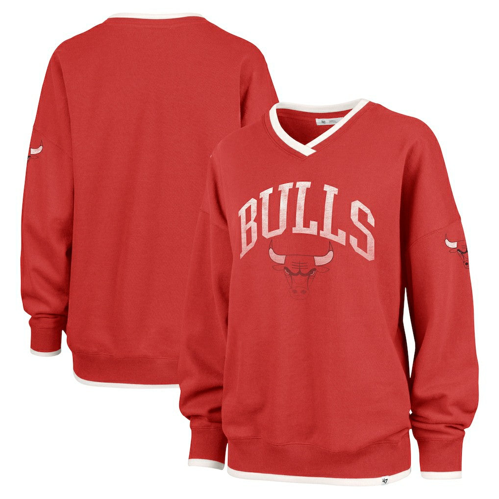 Chicago Bulls '47 Women's Rise Wax Pack Daze '80s Oversize Pullover Sweatshirt Red - 47 brand