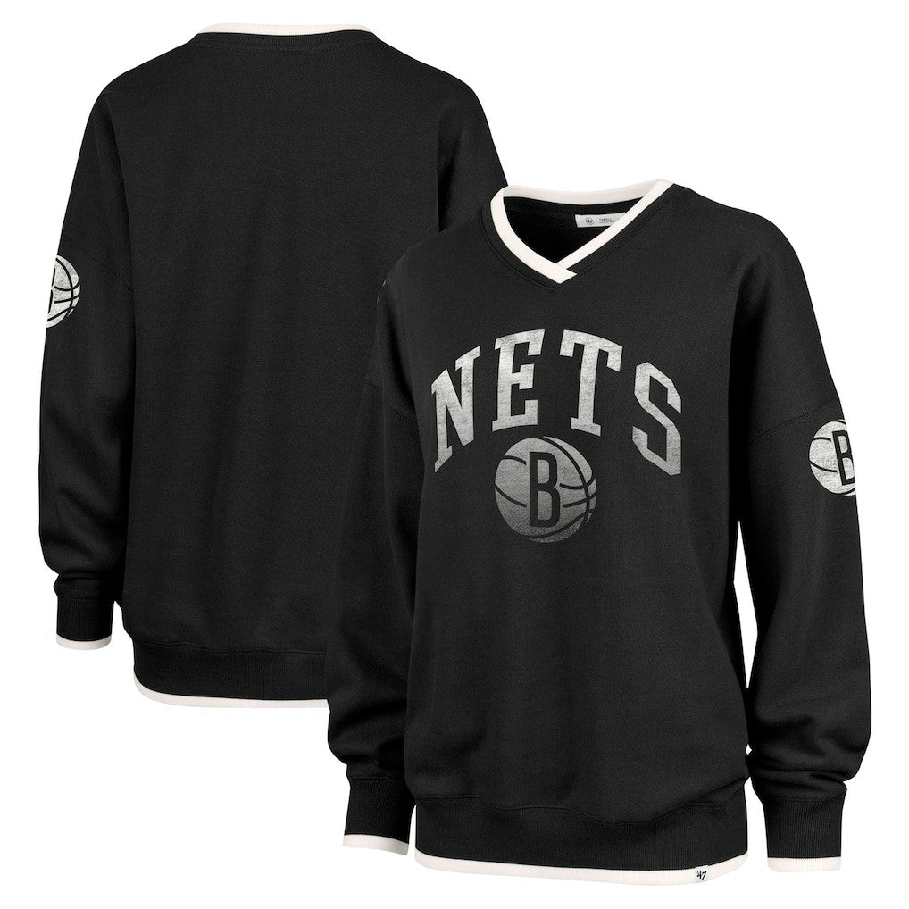 Brooklyn Nets '47 Women's Rise Wax Pack Daze '80s Oversize Pullover Sweatshirt Black - 47 brand