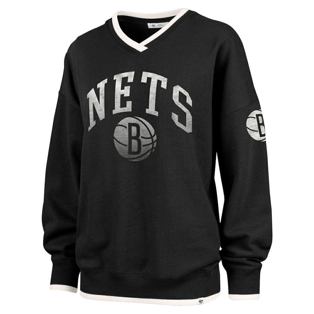 Brooklyn Nets '47 Women's Rise Wax Pack Daze '80s Oversize Pullover Sweatshirt Black - 47 brand