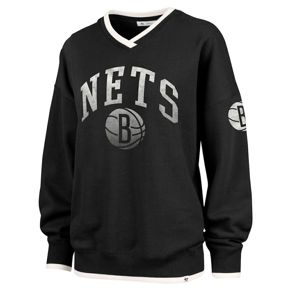 Brooklyn Nets '47 Women's Rise Wax Pack Daze '80s Oversize Pullover Sweatshirt Black - 47 brand