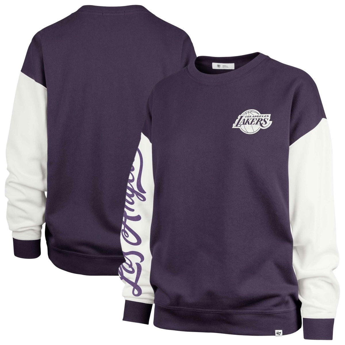 Los Angeles Lakers '47 Women's Rise Andie Pullover Sweatshirt Oversized Pullover Sweatshirt Purple - 47 brand