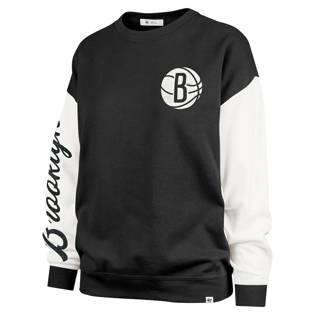 Brooklyn Nets '47 Women's Rise Andie Oversized Pullover Sweatshirt Black - 47 brand