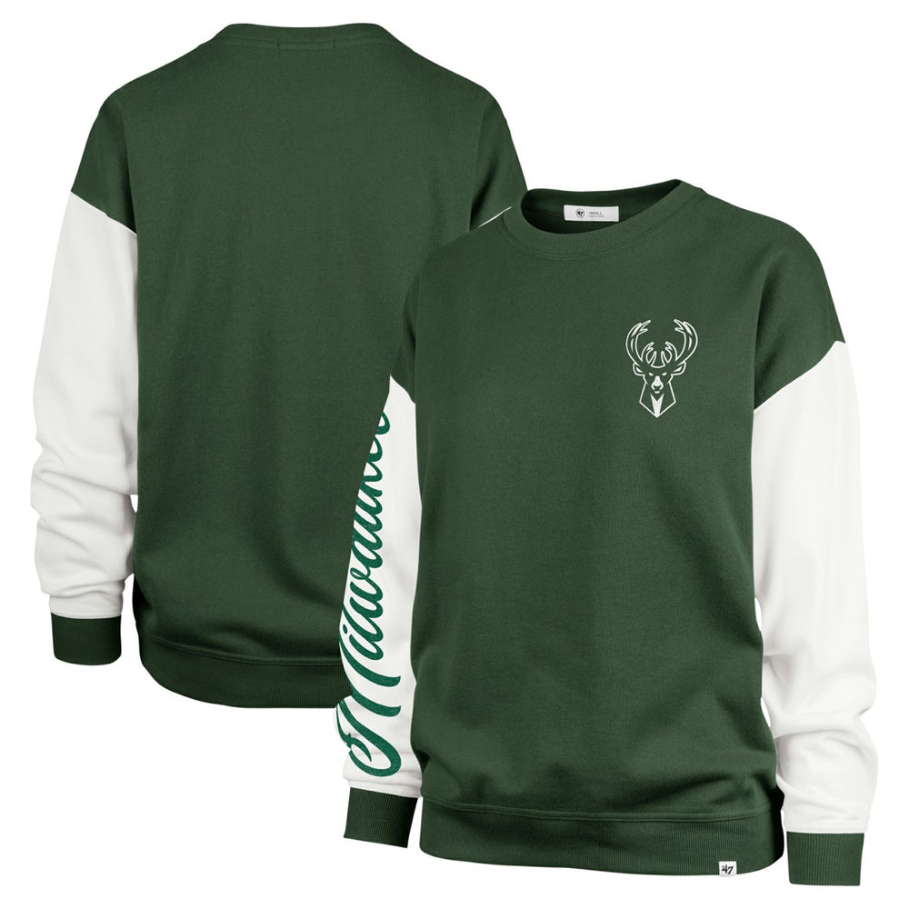 Milwaukee Bucks '47 Women's Rise Andie Oversized Pullover Sweatshirt Hunter Green - 47 brand