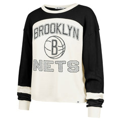 Brooklyn Nets '47 Women's Curve Raglan Long Sleeve T-Shirt Cream - 47 brand