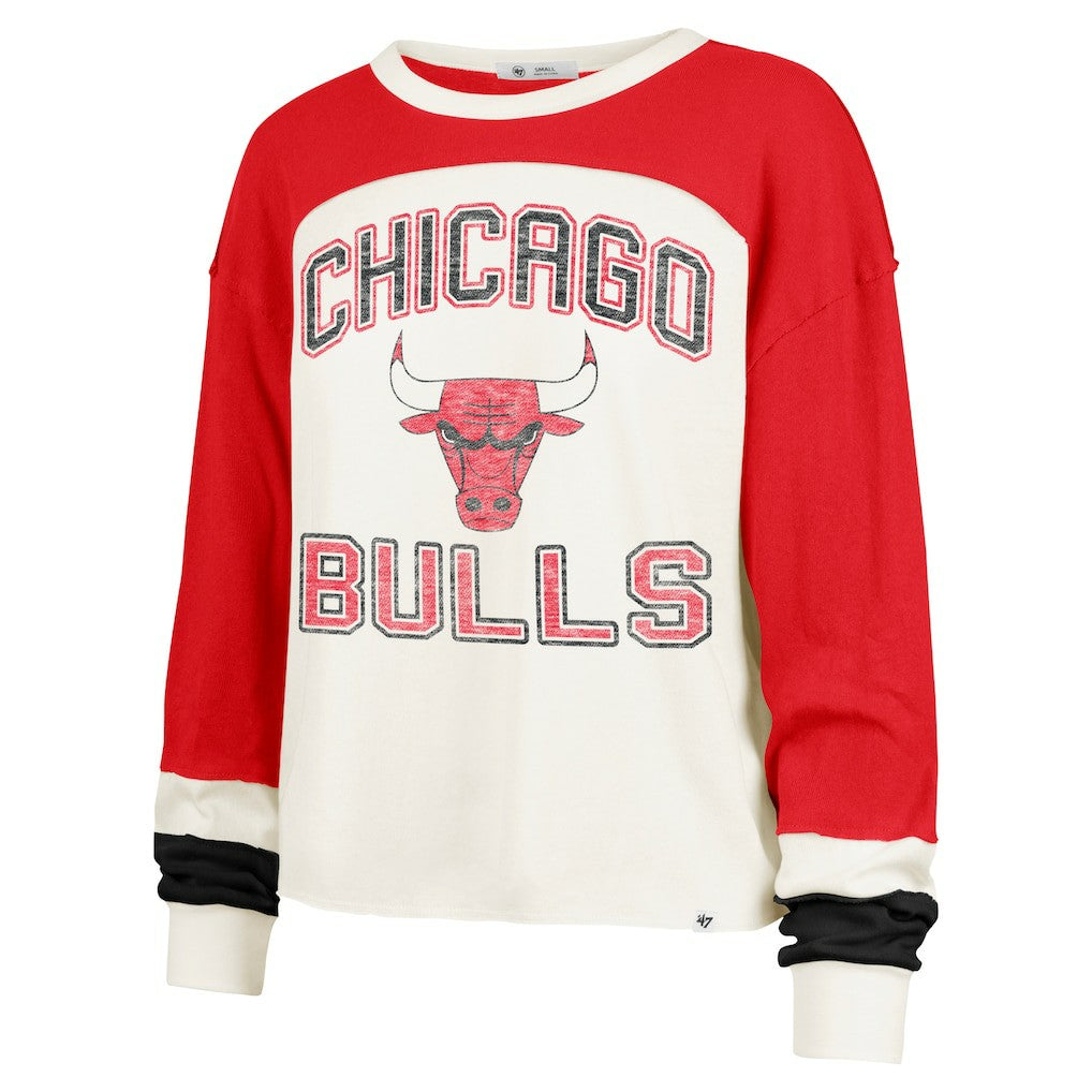 Chicago Bulls '47 Women's Curve Raglan Long Sleeve T-Shirt Cream - 47 brand
