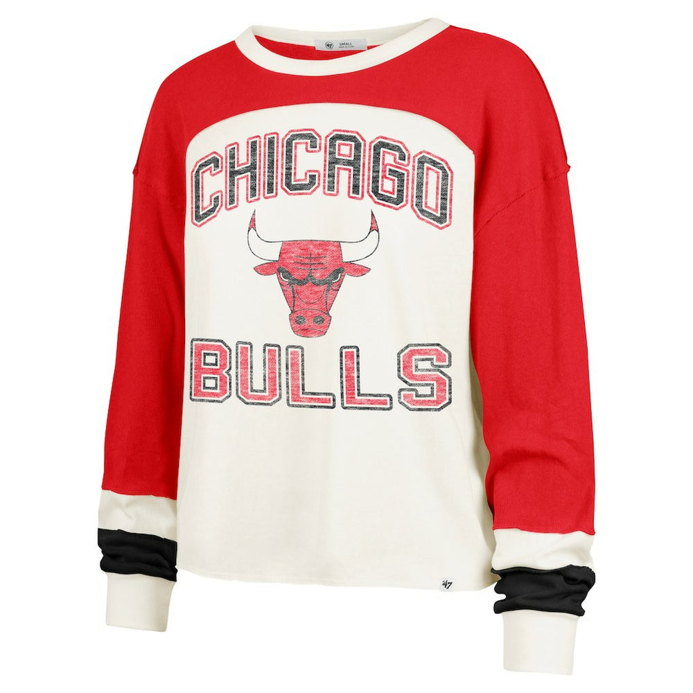 Chicago Bulls '47 Women's Curve Raglan Long Sleeve T-Shirt Cream - 47 brand