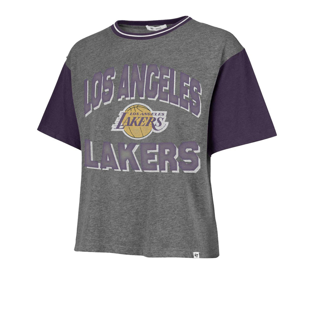 Los Angeles Lakers '47 Women's Rise Clubhouse Ziggy Color Block T-Shirt Gray - 47 brand