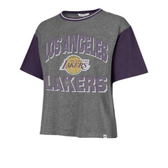 Los Angeles Lakers '47 Women's Rise Clubhouse Ziggy Color Block T-Shirt Gray - 47 brand