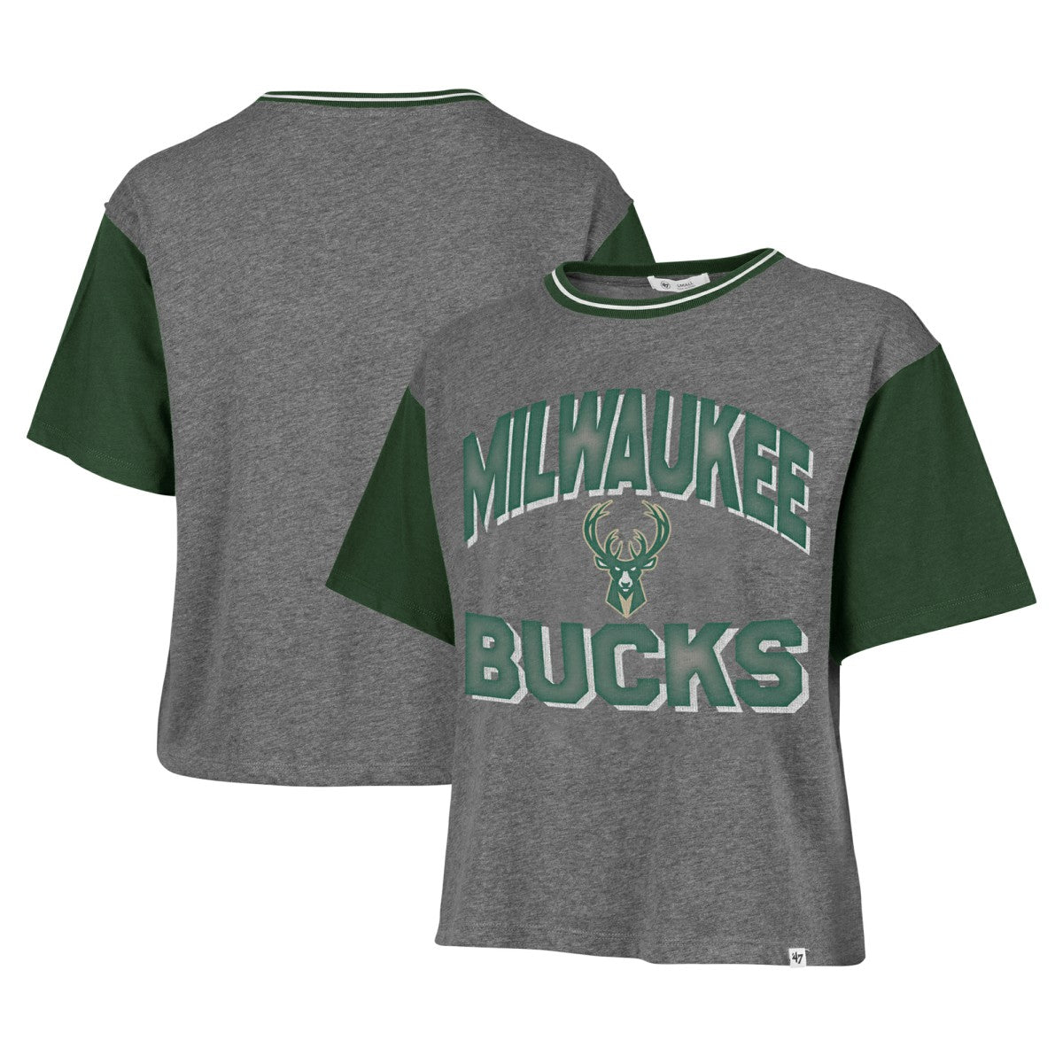 Milwaukee Bucks '47 Women's Rise Clubhouse Ziggy Color Block T-Shirt Gray - 47 brand outlet