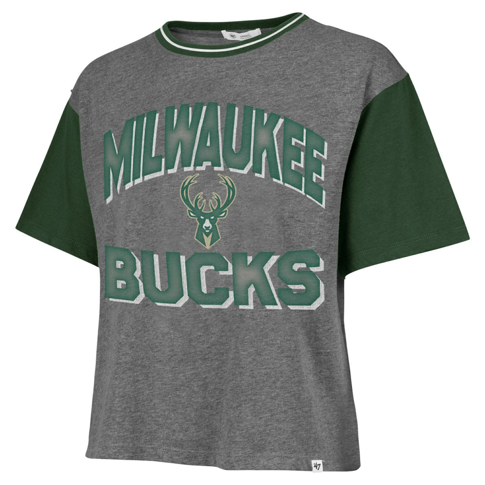 Milwaukee Bucks '47 Women's Rise Clubhouse Ziggy Color Block T-Shirt Gray - 47 brand outlet