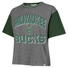 Milwaukee Bucks '47 Women's Rise Clubhouse Ziggy Color Block T-Shirt Gray - 47 brand outlet