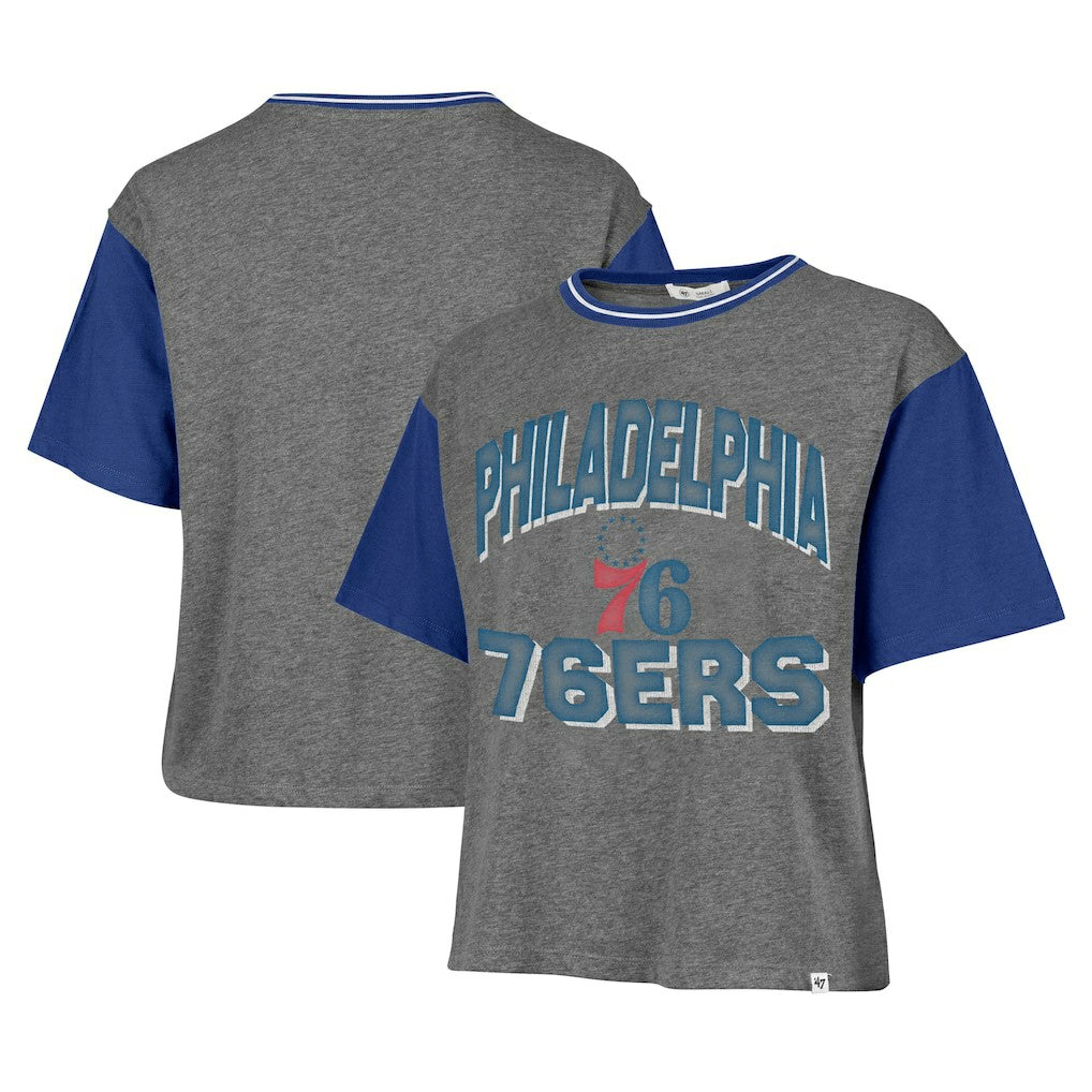 Philadelphia 76ers '47 Women's Rise Clubhouse Ziggy Color Block T-Shirt Gray - 47 brand