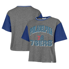 Philadelphia 76ers '47 Women's Rise Clubhouse Ziggy Color Block T-Shirt Gray - 47 brand