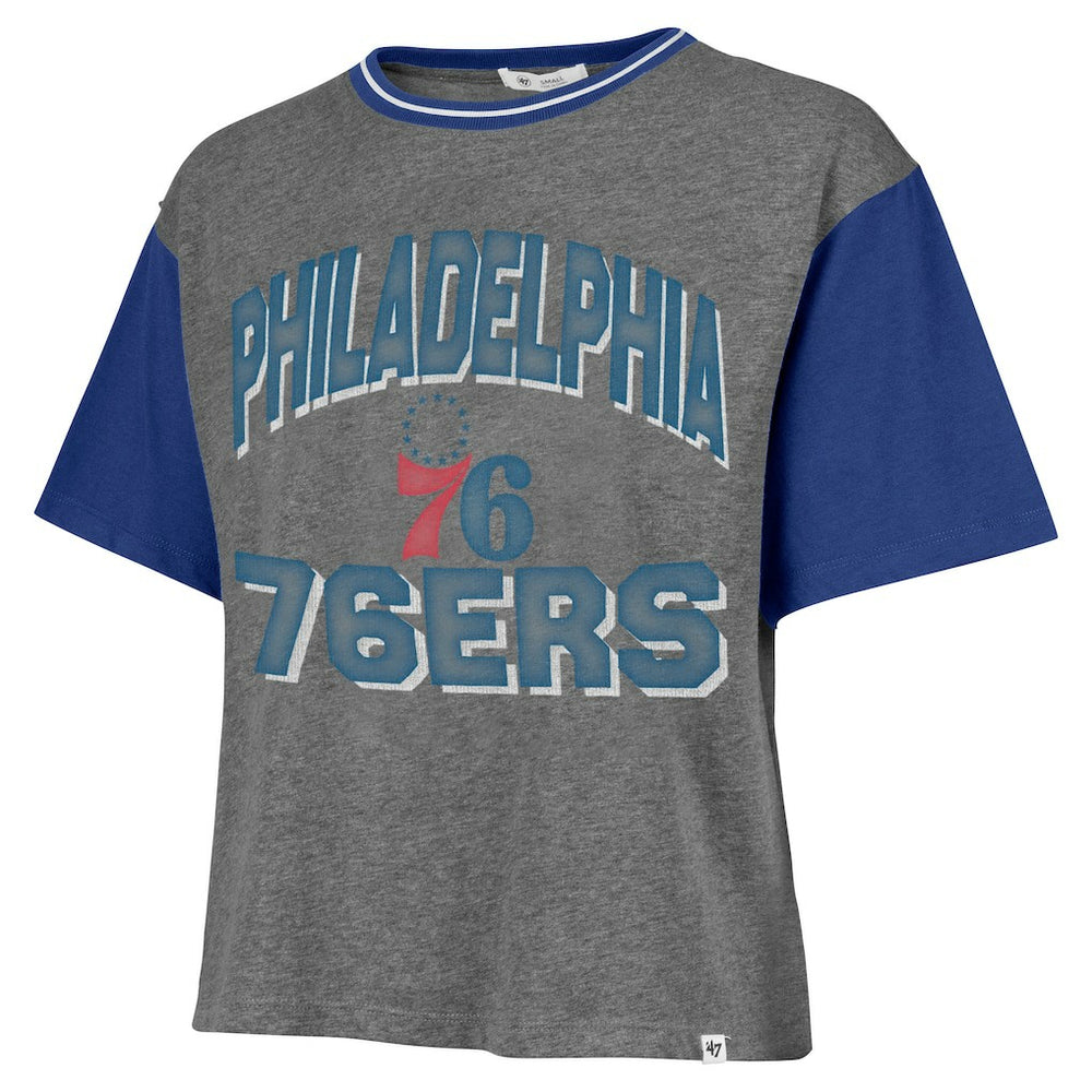 Philadelphia 76ers '47 Women's Rise Clubhouse Ziggy Color Block T-Shirt Gray - 47 brand