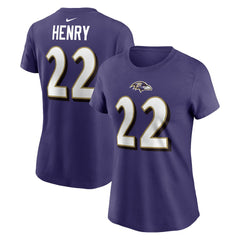 Derrick Henry Baltimore Ravens Women's Player Name & Number T-Shirt - Purple T-shirts