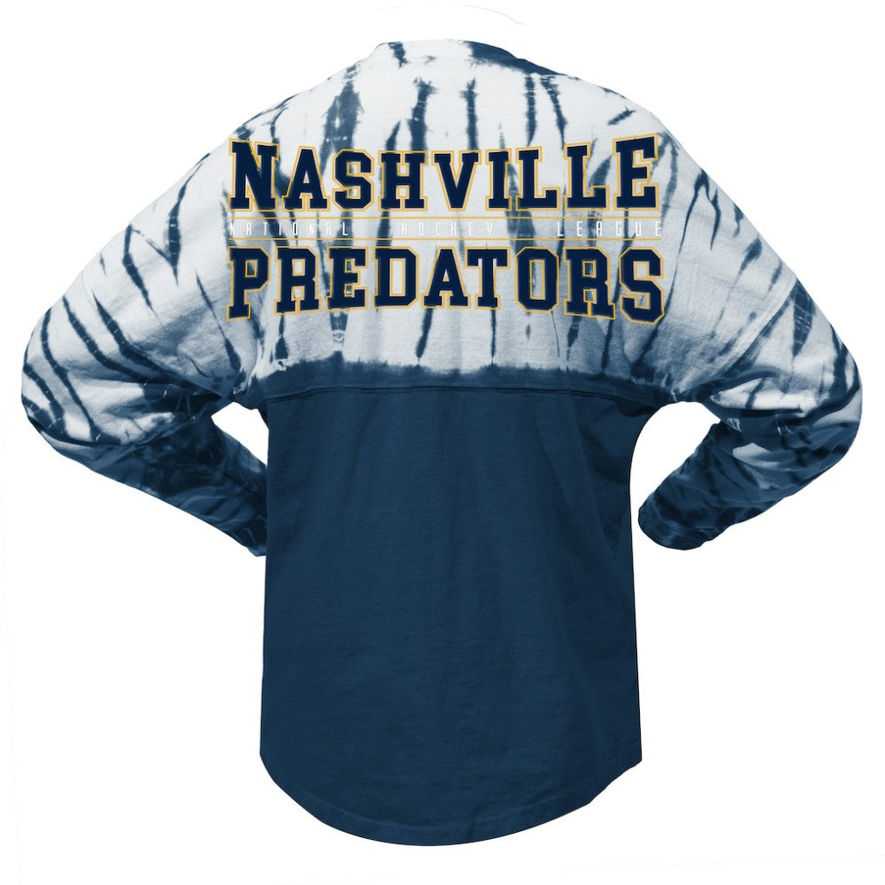 Nashville Predators Spirit Jersey Unisex Crystal Half Dye Long Sleeve T-Shirt - Navy | US 201405554