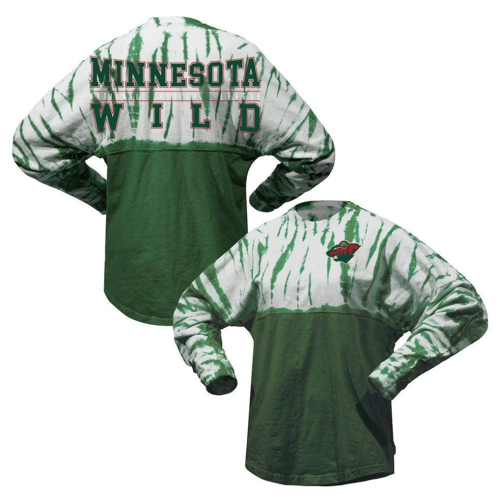 Minnesota Wild Spirit Jersey Unisex Crystal Half Dye Long Sleeve T-Shirt - Green | US 201405556
