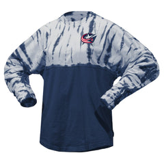 Columbus Blue Jackets Spirit Jersey Unisex Crystal Half Dye Long Sleeve T-Shirt - Navy | US 201405558