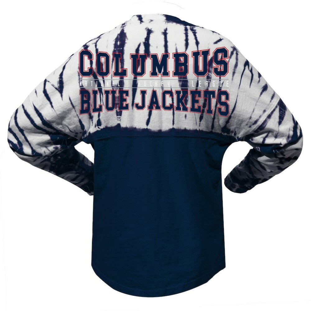 Columbus Blue Jackets Spirit Jersey Unisex Crystal Half Dye Long Sleeve T-Shirt - Navy | US 201405558