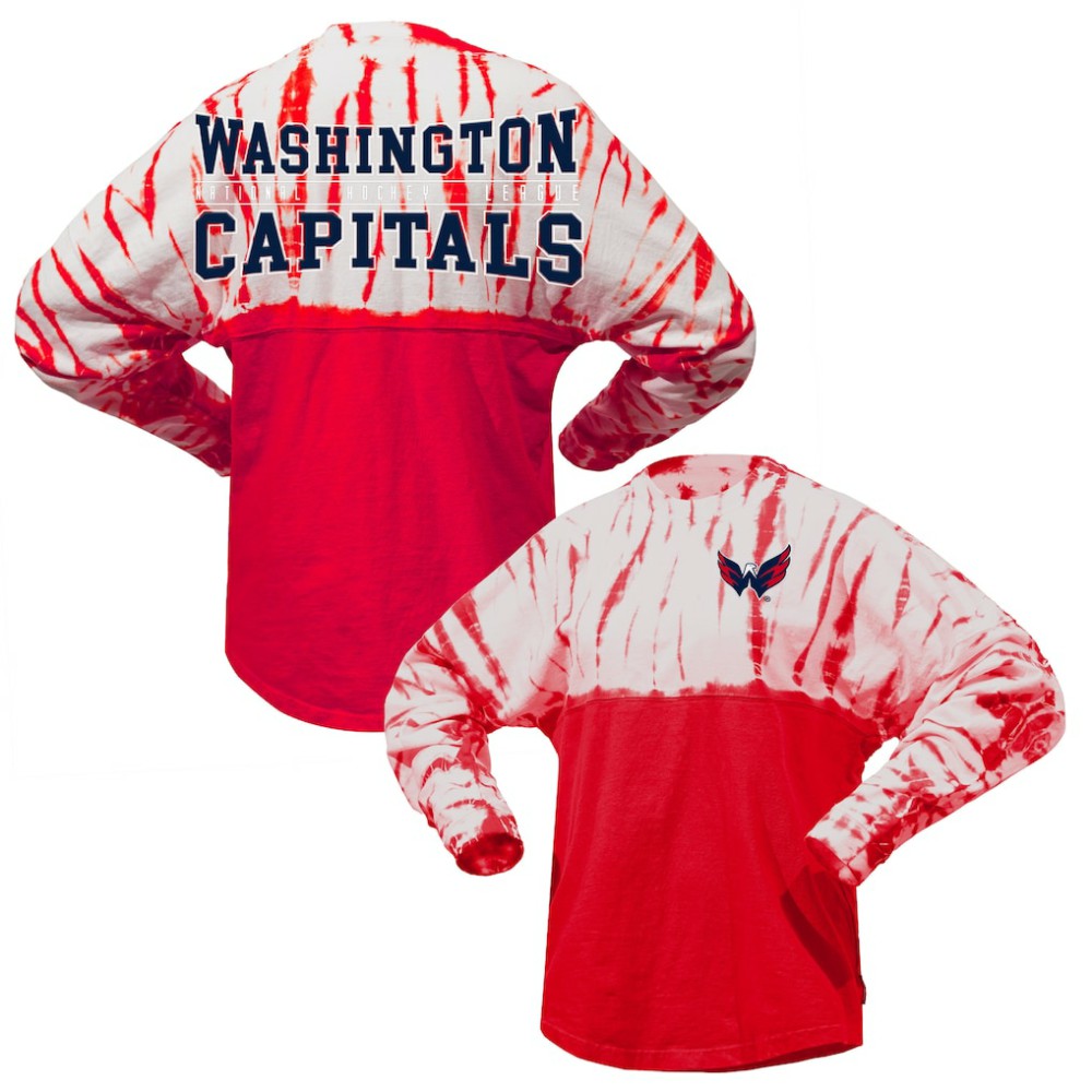 Washington Capitals Spirit Jersey Unisex Crystal Half Dye Long Sleeve T-Shirt - Red | US 201405561