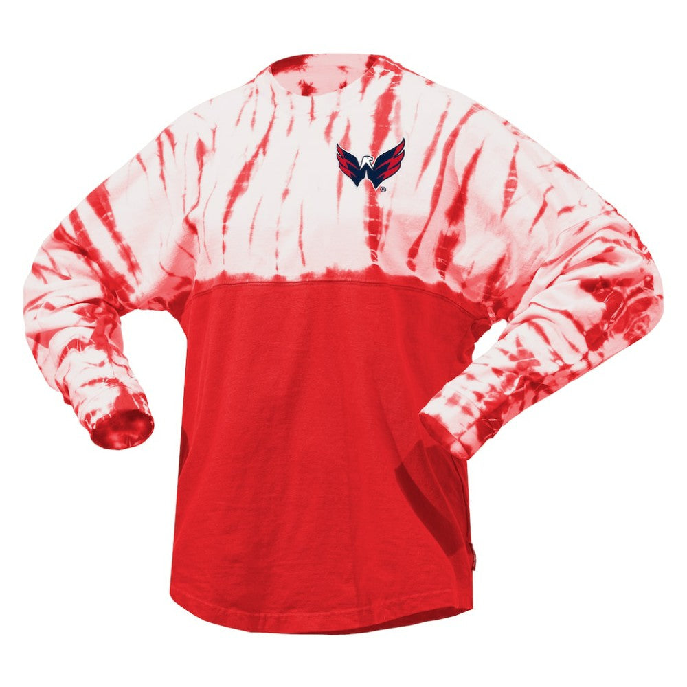 Washington Capitals Spirit Jersey Unisex Crystal Half Dye Long Sleeve T-Shirt - Red | US 201405561