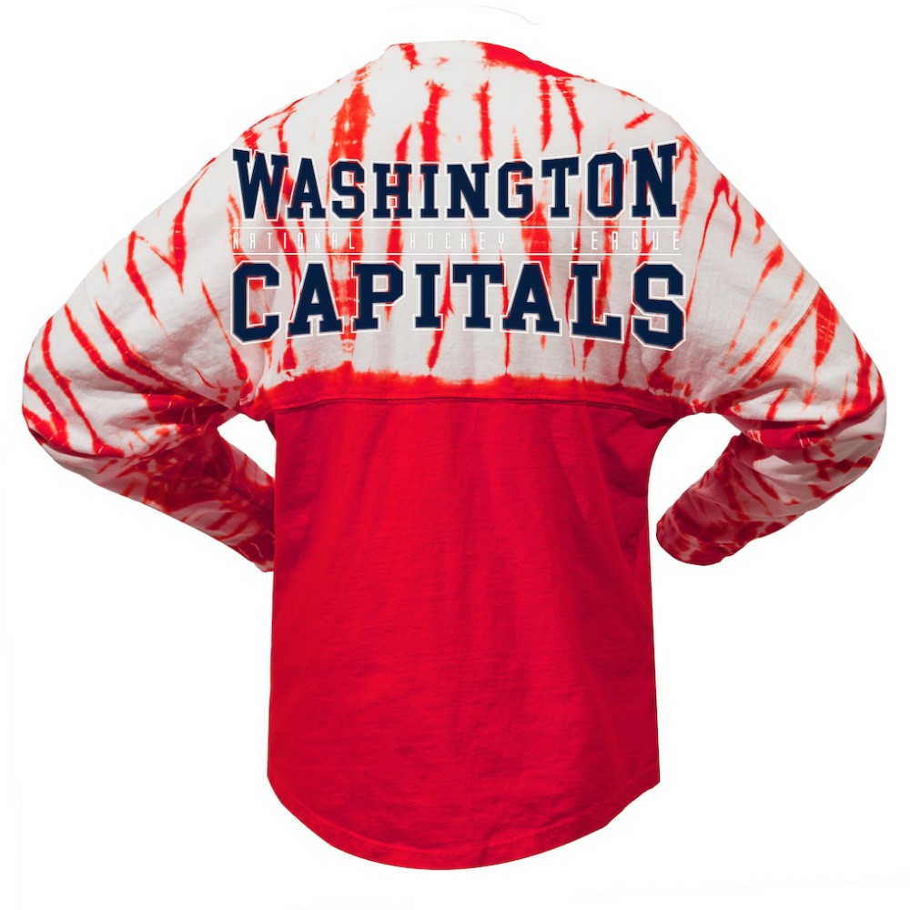 Washington Capitals Spirit Jersey Unisex Crystal Half Dye Long Sleeve T-Shirt - Red | US 201405561