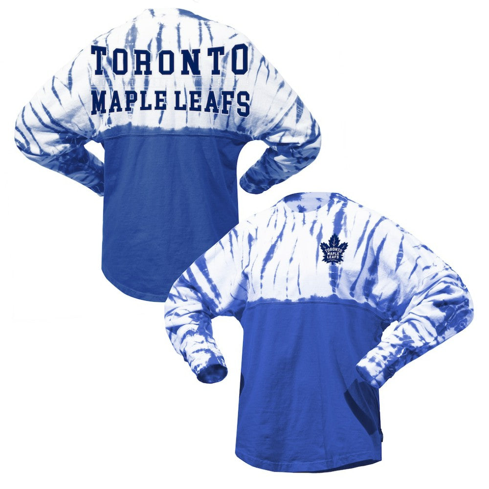 Toronto Maple Leafs Spirit Jersey Unisex Crystal Half Dye Long Sleeve T-Shirt - Blue | US 201405562