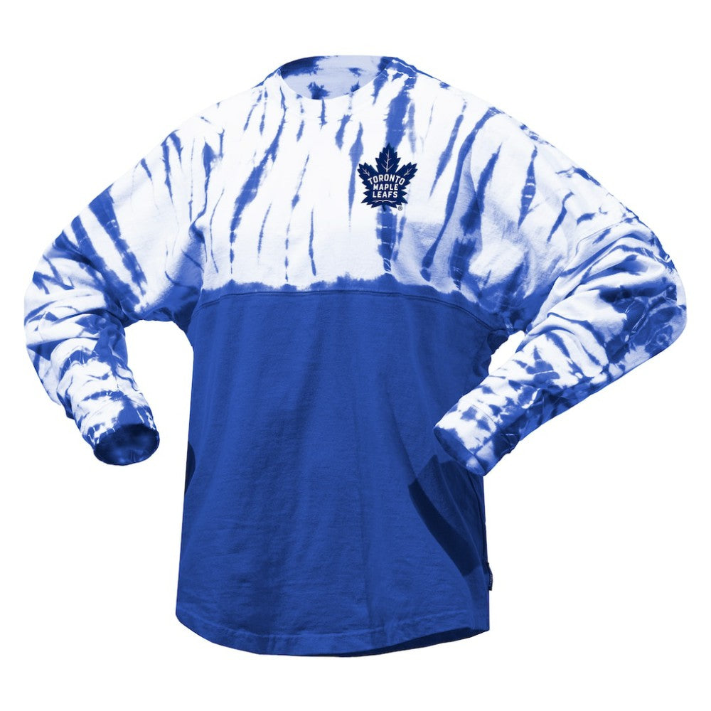 Toronto Maple Leafs Spirit Jersey Unisex Crystal Half Dye Long Sleeve T-Shirt - Blue | US 201405562