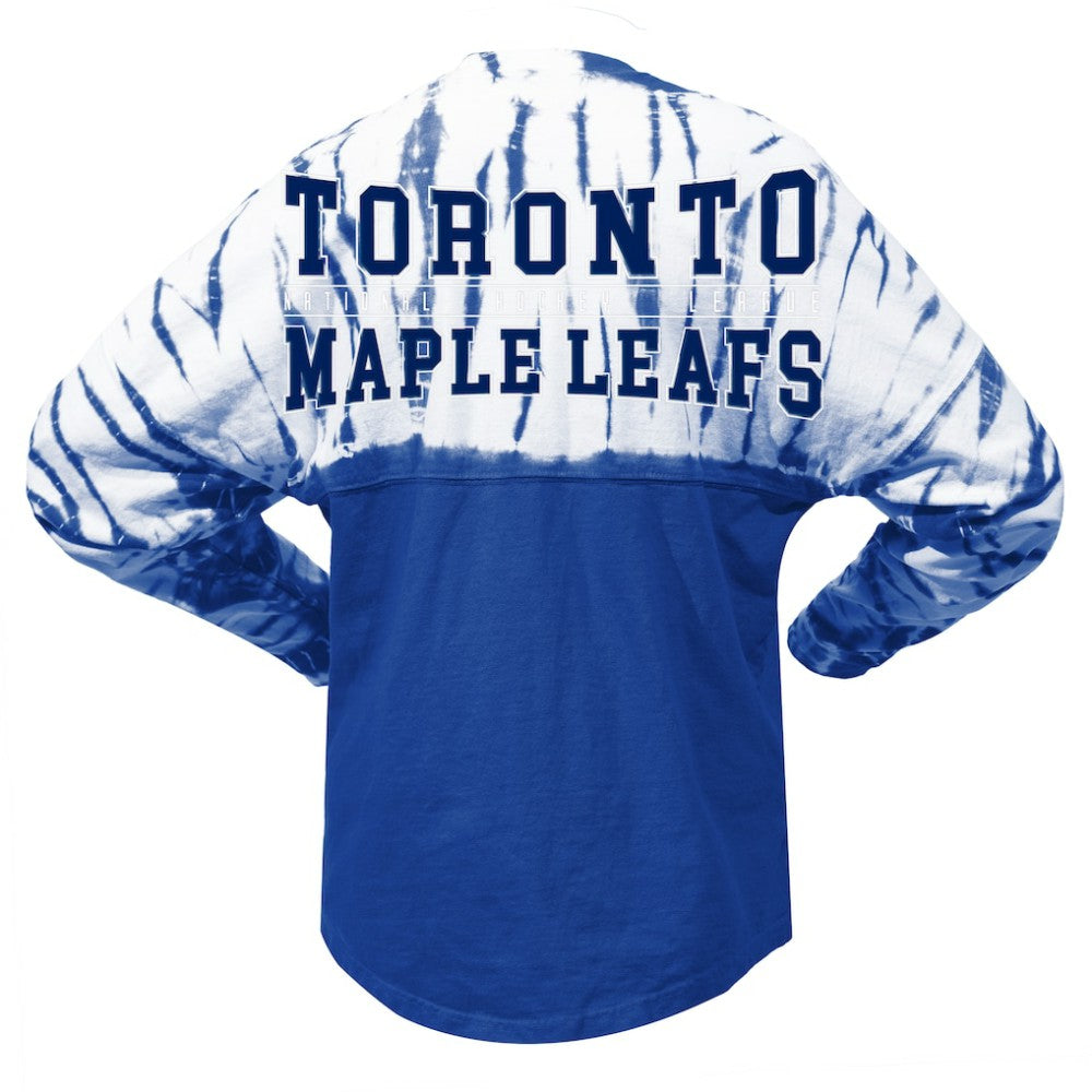 Toronto Maple Leafs Spirit Jersey Unisex Crystal Half Dye Long Sleeve T-Shirt - Blue | US 201405562