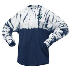 Seattle Kraken Spirit Jersey Unisex Crystal Half Dye Long Sleeve T-Shirt - Deep Sea Blue | US 201405564