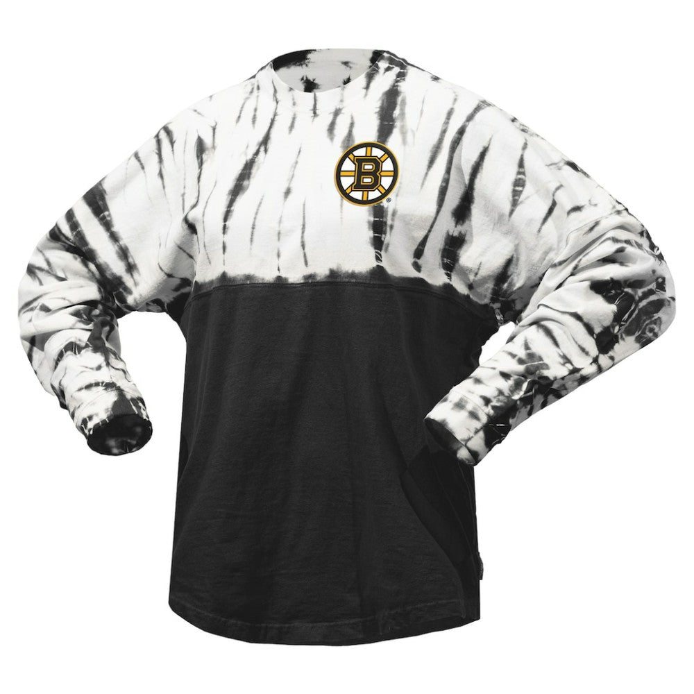 Boston Bruins Spirit Jersey Unisex Crystal Half Dye Long Sleeve T-Shirt - Black | US 201405565