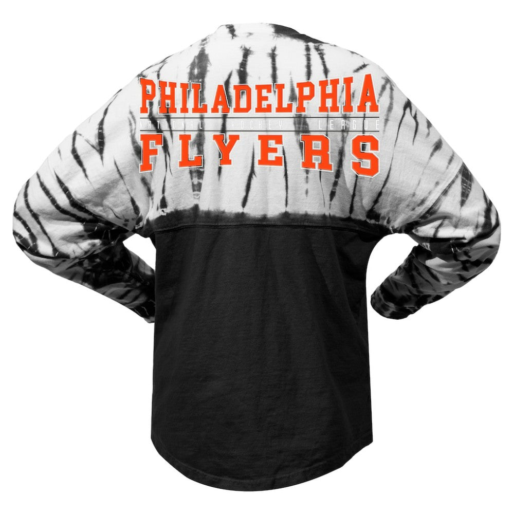 Philadelphia Flyers Spirit Jersey Unisex Crystal Half Dye Long Sleeve T-Shirt - Black | US 201405568