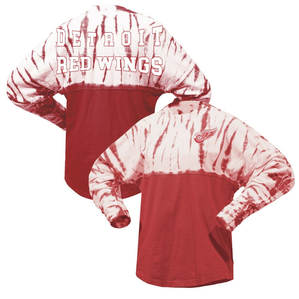 Detroit Red Wings Spirit Jersey Unisex Crystal Half Dye Long Sleeve T-Shirt - Red | US 201405571