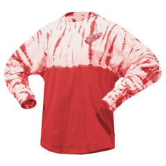 Detroit Red Wings Spirit Jersey Unisex Crystal Half Dye Long Sleeve T-Shirt - Red | US 201405571