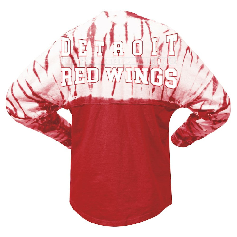 Detroit Red Wings Spirit Jersey Unisex Crystal Half Dye Long Sleeve T-Shirt - Red | US 201405571