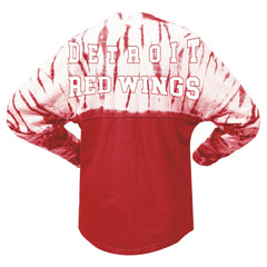 Detroit Red Wings Spirit Jersey Unisex Crystal Half Dye Long Sleeve T-Shirt - Red | US 201405571