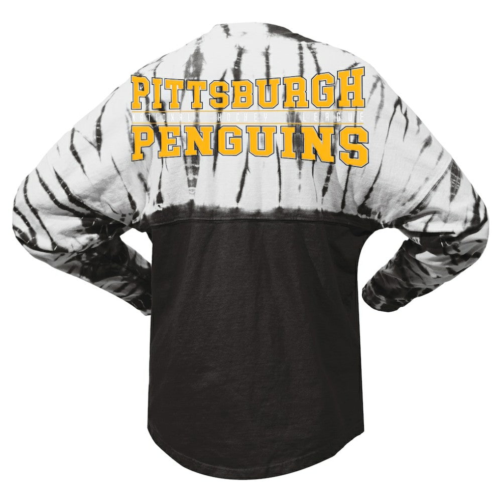 Pittsburgh Penguins Spirit Jersey Unisex Crystal Half Dye Long Sleeve T-Shirt - Black | US 201405574