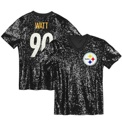 T.J. Watt Pittsburgh Steelers Women's Player Name & Number V-Neck Fashion Jersey - Black Jerseys