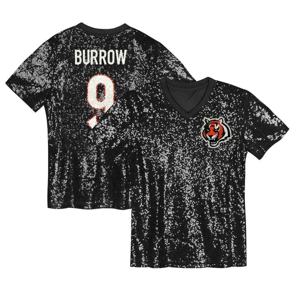 Joe Burrow Cincinnati Bengals Women's Player Name & Number V-Neck Fashion Jersey - Black Jerseys