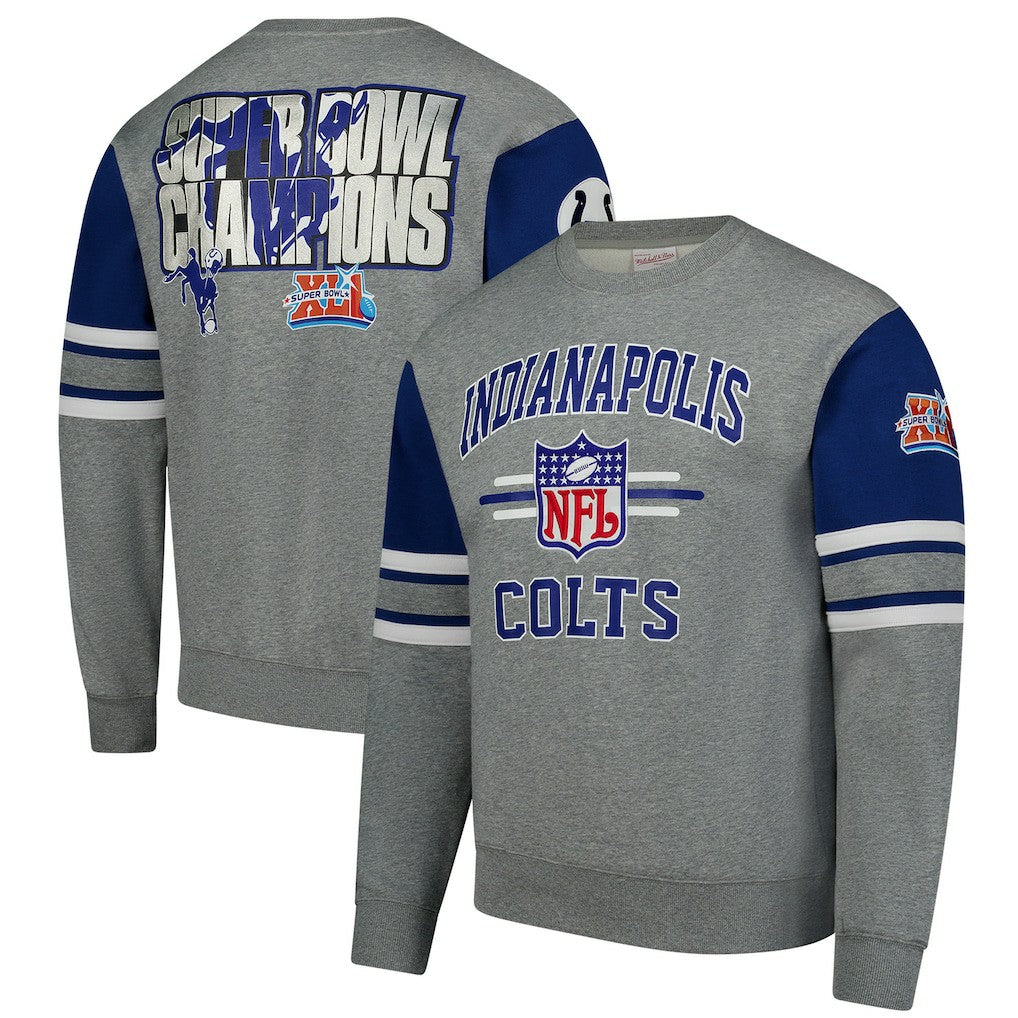 Indianapolis Colts All Over 4.0 Vintage Logo Pullover Sweatshirt - Heather Gray Pullover
