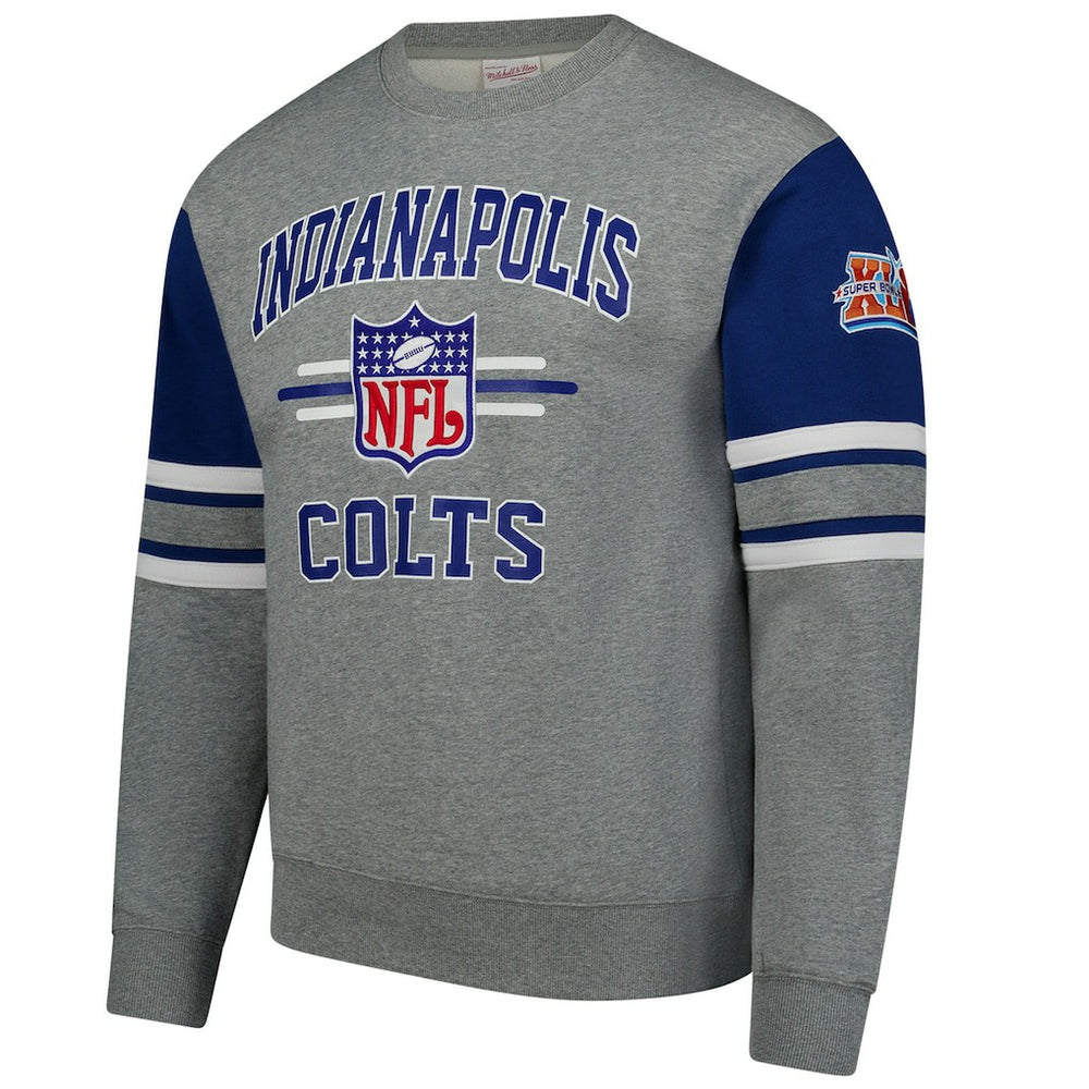 Indianapolis Colts All Over 4.0 Vintage Logo Pullover Sweatshirt - Heather Gray Pullover