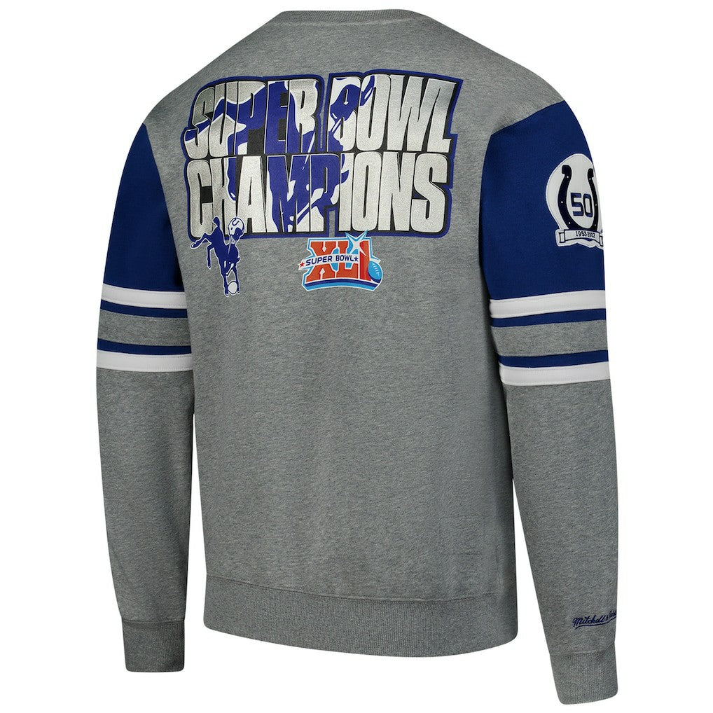 Indianapolis Colts All Over 4.0 Vintage Logo Pullover Sweatshirt - Heather Gray Pullover