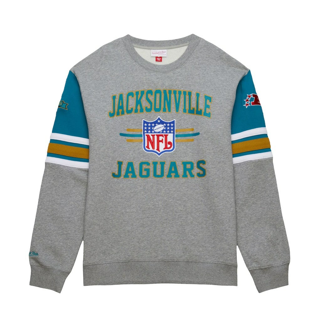 Jacksonville Jaguars All Over 4.0 Vintage Logo Pullover Sweatshirt - Heather Gray Pullover