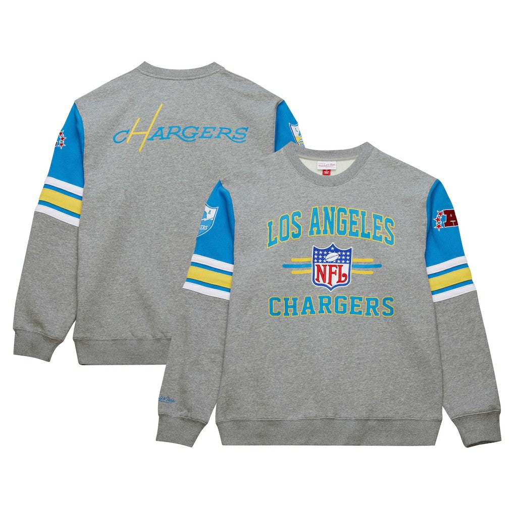 Los Angeles Chargers All Over 4.0 Vintage Logo Pullover Sweatshirt - Heather Gray Pullover
