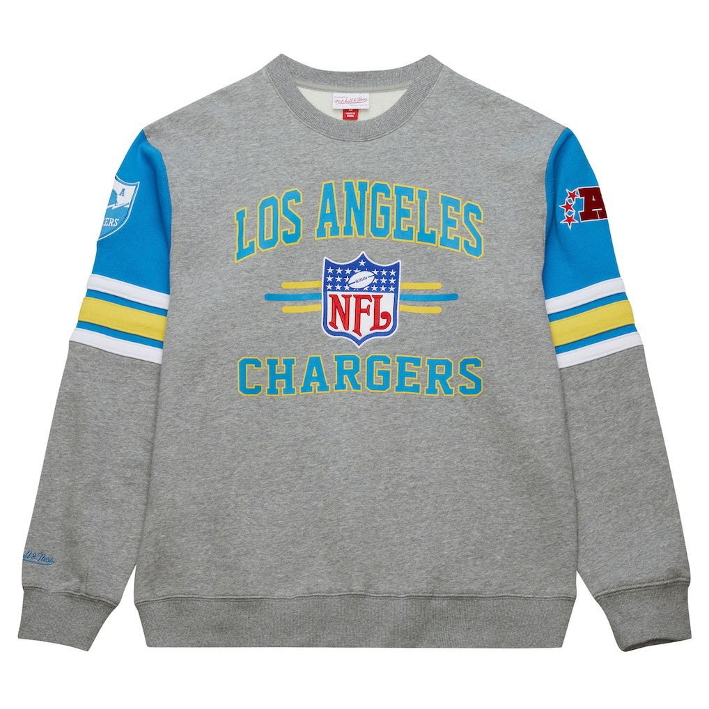 Los Angeles Chargers All Over 4.0 Vintage Logo Pullover Sweatshirt - Heather Gray Pullover