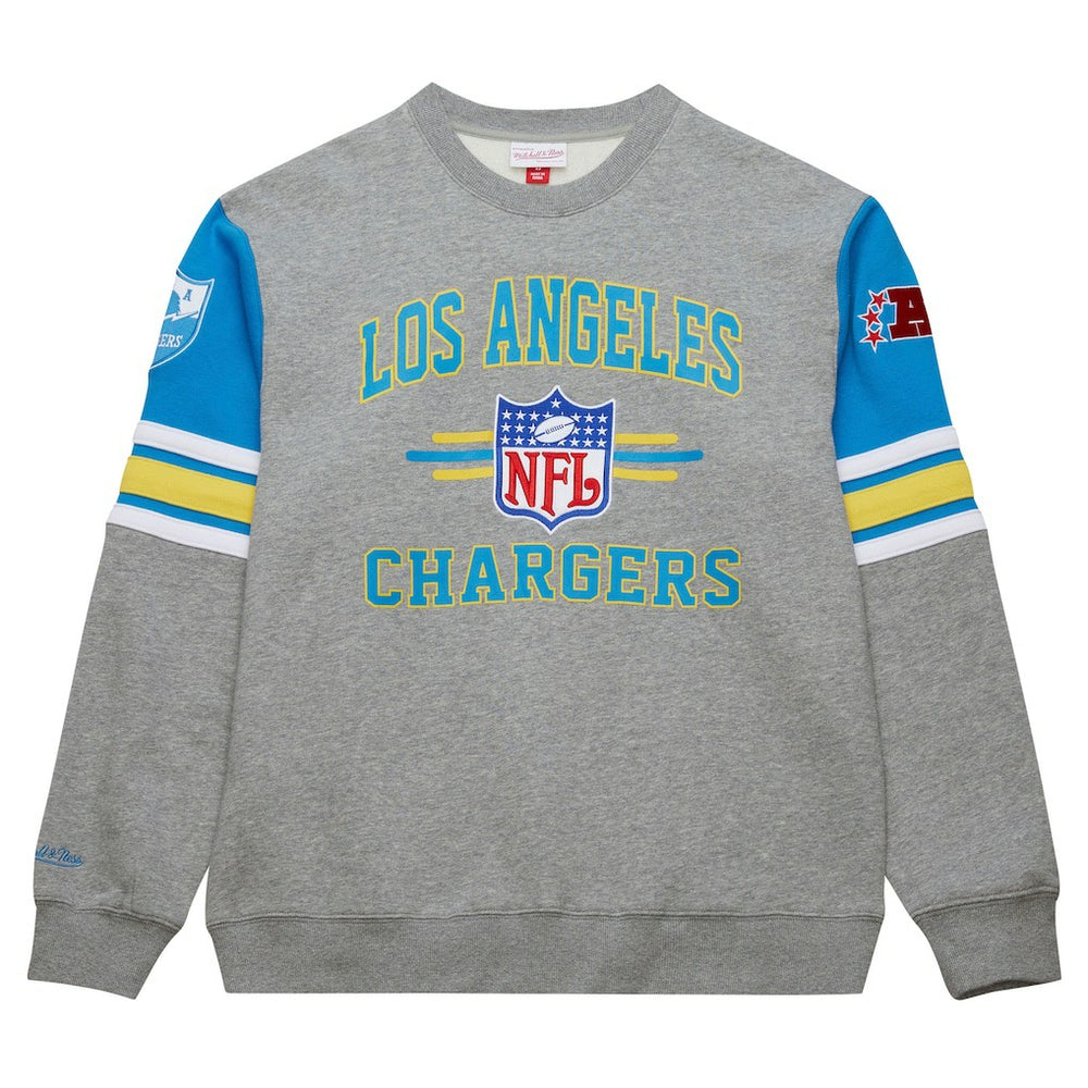 Los Angeles Chargers All Over 4.0 Vintage Logo Pullover Sweatshirt - Heather Gray Pullover