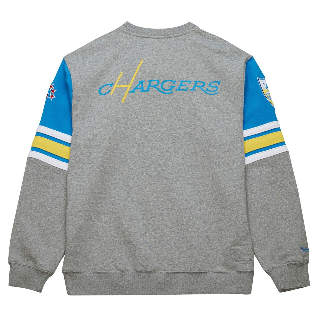 Los Angeles Chargers All Over 4.0 Vintage Logo Pullover Sweatshirt - Heather Gray Pullover